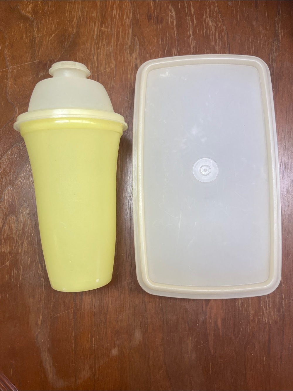 Vintage Tupperware Yellow Plastic Shaker and Deli container